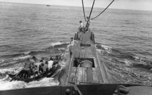 On British Royal Navy submarine HMS Statesman during her adventure in Eastern waters