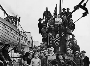 Flags Prints: British Royal Navy submarine HMS Umbra returns home to Britain after more than 12 months