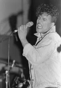 Third World Prints: British singer Pauline Black on stage at the Cov Aid concert at the Lanchester Polytecnic