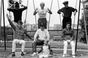 British ska group Madness pose shortly before celebrating their fifth year of success