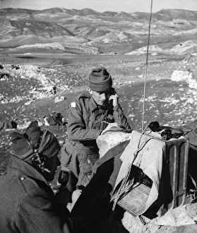 Communications Prints: British soldiers of General Andersons First Army at work on the telephone system