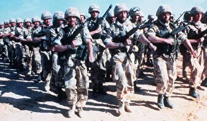British Soldiers from the Royal Regiment of Fusiliers in the Gulf seen here marching