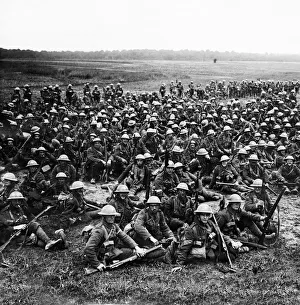 Break Prints: British soldiers of the Worcester Regiment resting in France 1916
