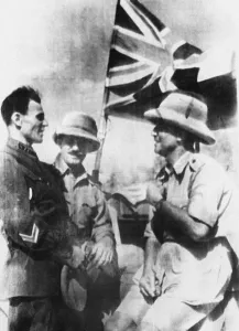 Flag Prints: British and Soviet troops in Iran, a representative of the Soviet troops conversing with