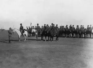 Battles And Campaigns Prints: A British translator delivers General Shores speech to Cossack troops in Mesopotamia
