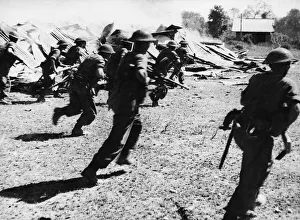 Myanmar Prints: British troops from the 2nd Division advancing along the South bank of the Irrawaddy