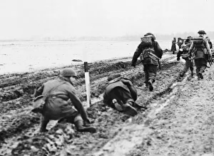 British troops advance north of Sittard during Second World War
