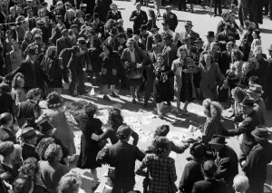 Belgium Prints: As British troops enter Brussels local residents celebrate their liberation by dancing a