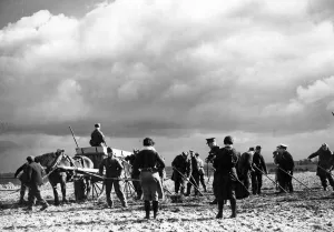 Agriculture Prints: British troops are helping French farmers in many ways with their farm work ad in view of