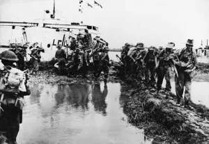 British troops landing near Elephant point in Rangoon. 18th May 1945