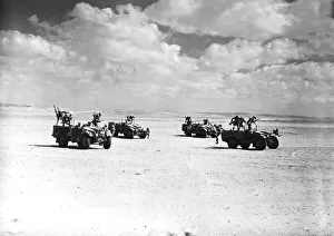 Trucks Prints: British troops on long range desert patrol in Egypt Circa 1942