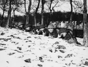 Training Exercise Prints: British troops practice with revolvers in France during the Second World War