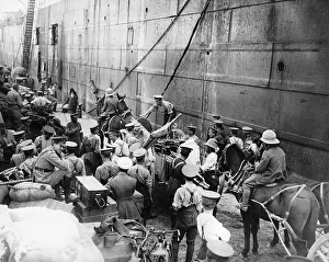 00167 Prints: British troops on the quayside at Salonika 1915 during World War I October