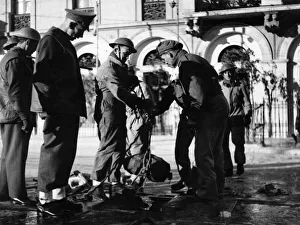 Athens Prints: British troops remove dynamite from a sewer under the Hotel Grand Bretagne in Athens