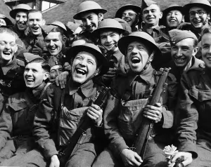 Sussex Prints: British troops in Sussex have a laugh as they are entertained by members of ENSA during