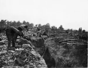 00434 Prints: British troops taking the opportunity of a dry spell of weather to lay out their kits to