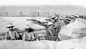 00167 Prints: British troops in trenches on the British line in Salonika during World War