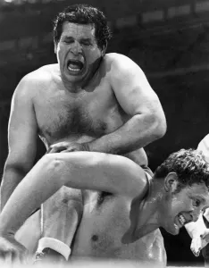 British wrestler Count Bartelli in action against Pete Roberts