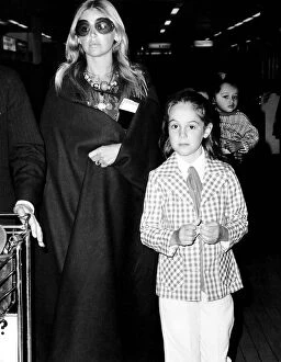 Images Dated 24th May 1973: Britt Ekland with her daughter Victoria Sellers at Heathrow airport DBase
