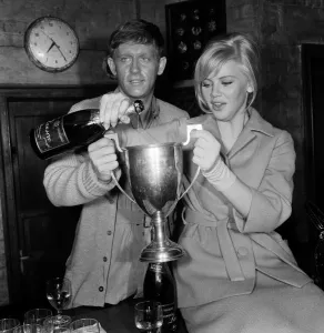 Britt Ekland and John Leyton at a photocall for their new film Guns at Batasi