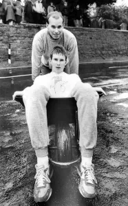 Two Men Only Prints: Brothers Duncan and Colin Scott won the traditional Ponteland Blackbird Inn wheelbarrow