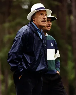Bruce Forsyth Comedian Game Show Host playing a round of golf with Welsh funny man Max