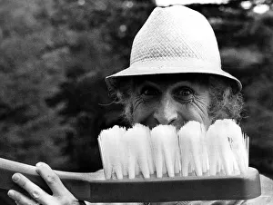 Toothbrush Prints: Bruce Forsyth Entertainer on the Golf Course at Wentworth today with an extra club