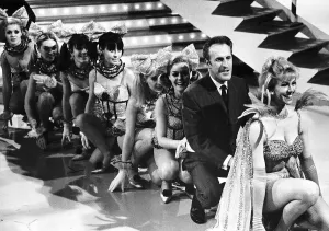 Bruce Forsyth Entertainer / TV Presenter dancing with the Aleta Morrison Dancers