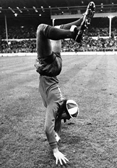 Bruce Grobbelaar of Liverpool doing hand stand 1982 Liverpool V Tottenham