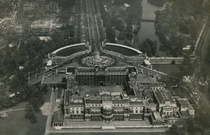 1937 Prints: Buckingham Palace seen here from the air in preparation for the coronation of King George