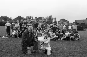 Budding Rugby League star, 11-year-old David Holmes, receives a badge