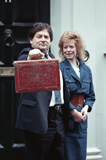 01300 Prints: Budget Day at No 11 Downing Street. The Chancellor of the Exchequer, Nigel Lawson