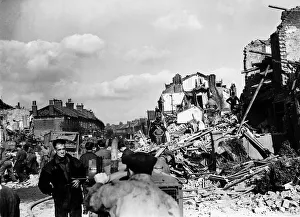 A building in Leytonstone London destroyed by a V2 flying bomb during WW2. 1944