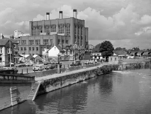 Waterfront Prints: Buildings in the centre of the town of Worcester, taken from the water, 1967