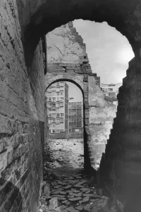 Redevelopment Prints: Bulldozers are clearing away the old Hillfields streets to make way for the high-rise