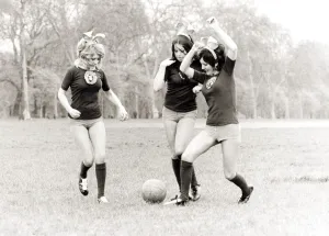 Bunnygirls training in Londons Hyde Park Playboy bunny bunnies Football