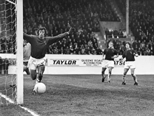 Burnley v. Everton. Burnley goalie Alan Stevenson thought this shot from Martin Dobson