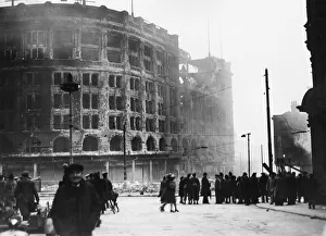 Burnt out ruins of Blackers department store after a bombing raid in Liverpool during