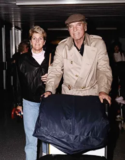 Burt Lancaster actor with his bride to be Susan Scherer at Heathrow December