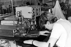 Textiles Prints: Burtons menswear factory in Guisborough. October 1983