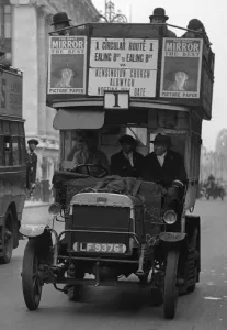 Buses driven by volunteers seen here in Oxford Street during the 10th day of