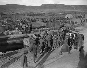Barges Prints: A busy scene on West Beach, Suvla Point twenty four hours prior to the evacuation of