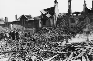 Buxton & Underwood Street, E1. Flying bomb incident in Southern England showing