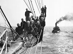00133 Prints: Cadets aboard the Sorlandet seen here sailing in the English channel withnthe crew posing