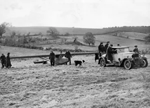 01449 Prints: Cadets of the ATC with their recovery car towing a glider to the flying field