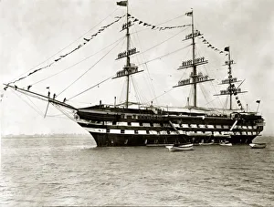1907 Prints: Cadets manning the yards aboard the training ship Worcester