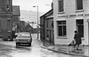 Pram Prints: Caerphilly Social Club at the junction of Bedwas Road and Castle Street, Caerphilly