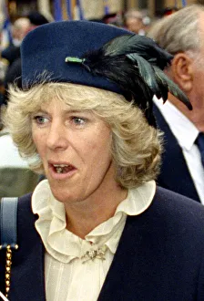 Feather Prints: Camilla Parker Bowles seen here leaving Westminster Abbey following a service of