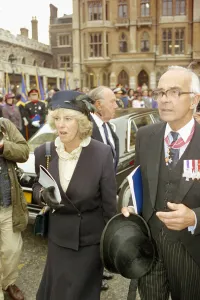 Feather Prints: Camilla Parker Bowles seen here leaving Westminster Abbey following a service of