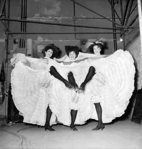 Can Can girls Aleta Morrison Margaret Maxwell and Maria Samina. September 1952 C4340